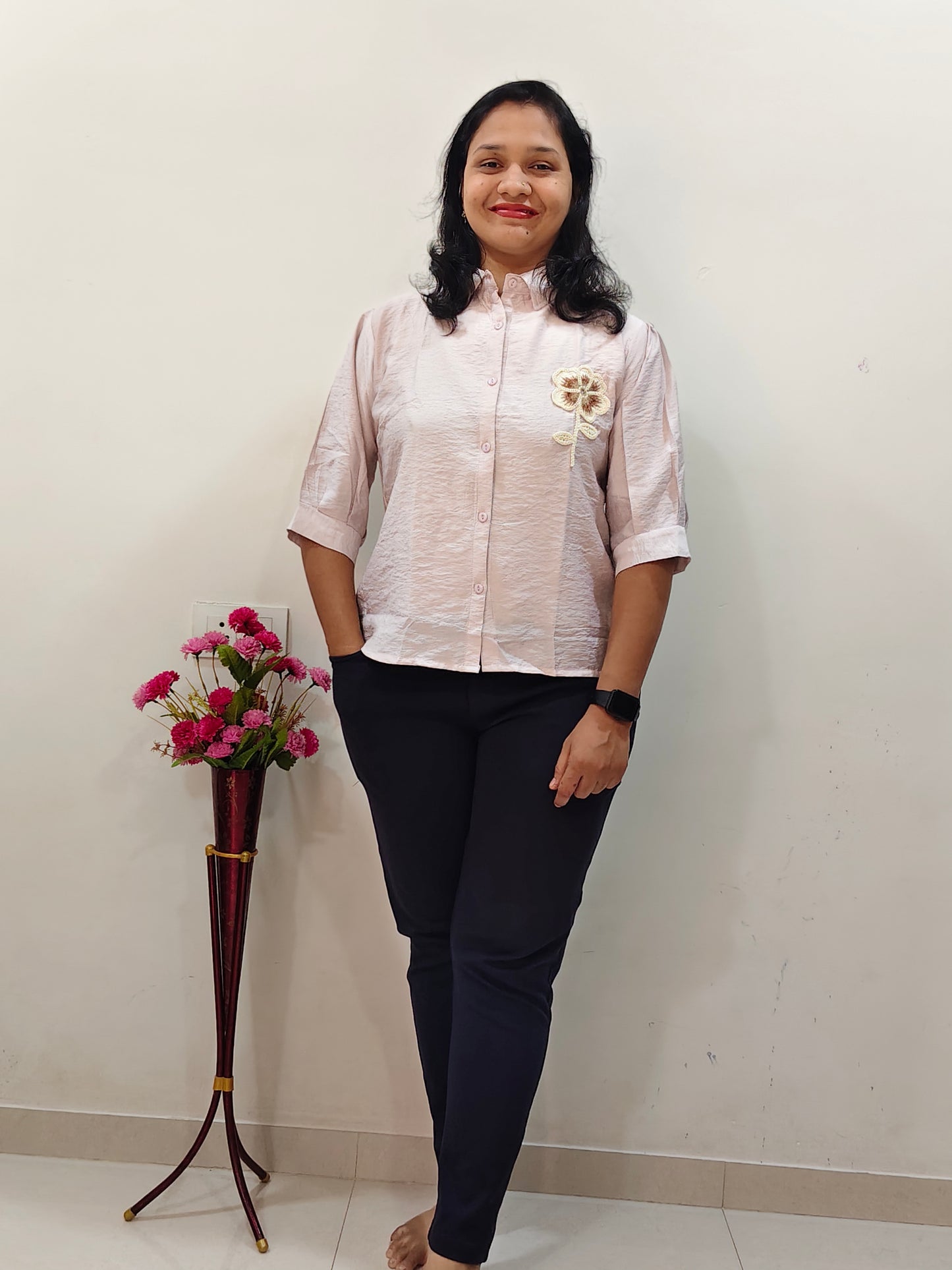 Premium Cotton Linen Short Top for Women ( Dusty Pink Colour)