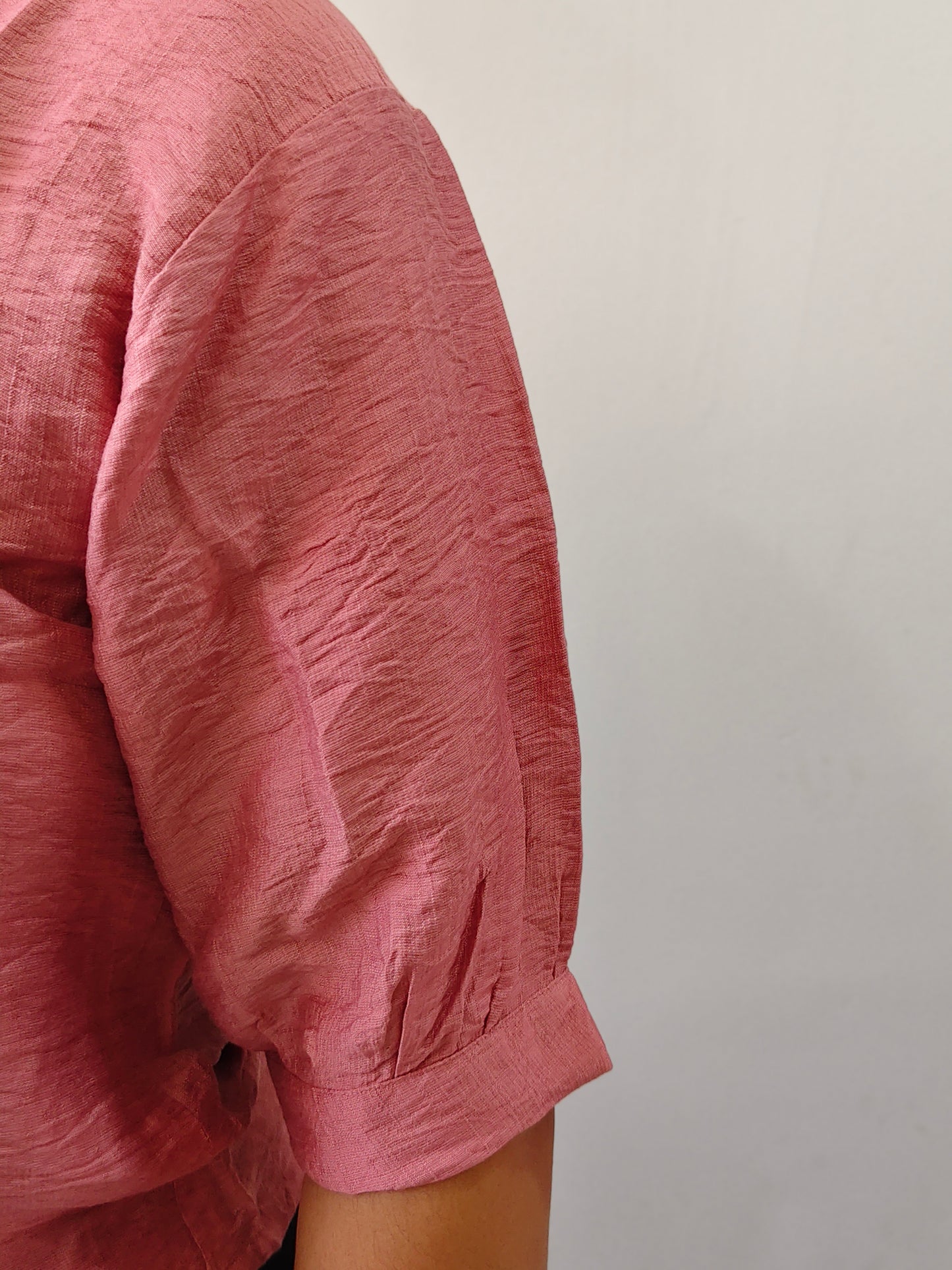 Premium Cotton Linen Short Top for Women (Onion Pink)