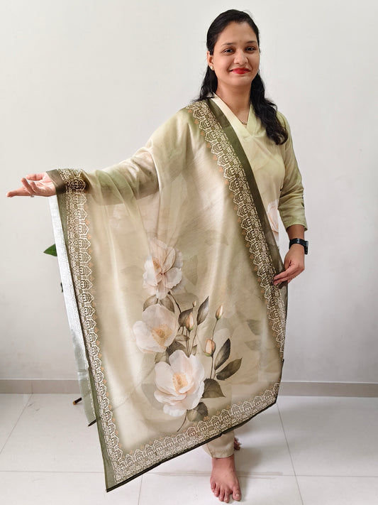 Elegant Collections digital printed kurti sets in soft floral design with a stylish dupatta