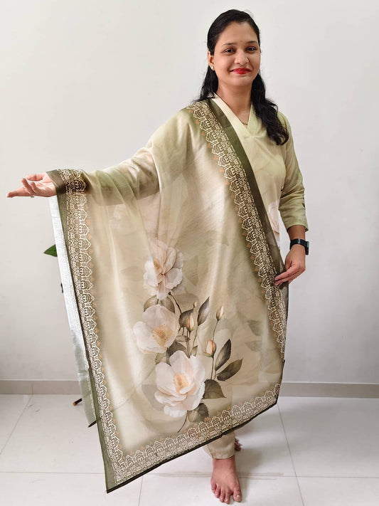 Elegant Collections digital printed kurti sets in soft floral design with a stylish dupatta