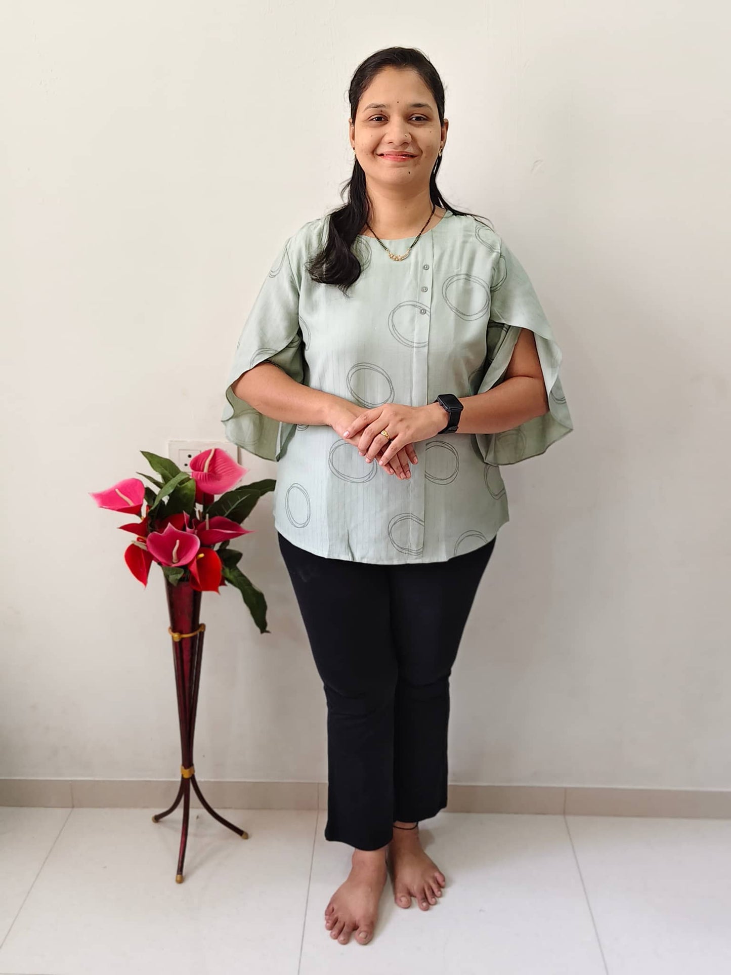 Elegant Malai silk tops with stylish sleeves, perfect for casual outings and comfortable wear