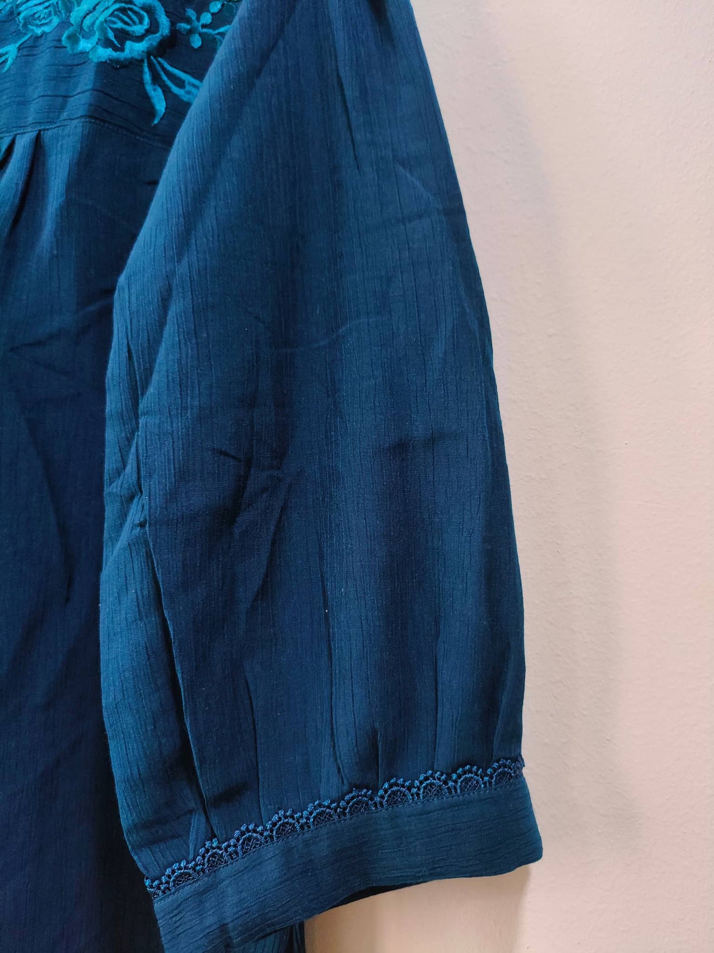 Navy Blue Short Kurtis with Embroidered Sleeves and Elegant Design for Casual Wear