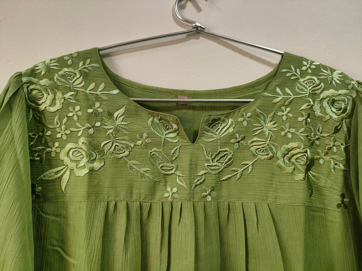 Elegant Collections Pista Short Kurtis with Floral Embroidery and Half Sleeves