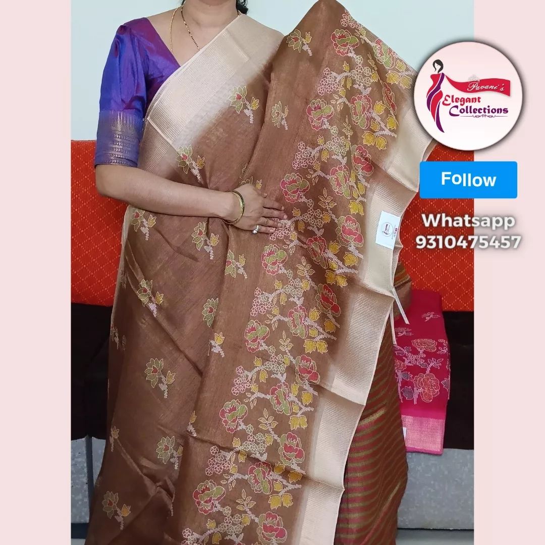 Dark Pink Saree in Pure Cotton Copper - Clothsvilla