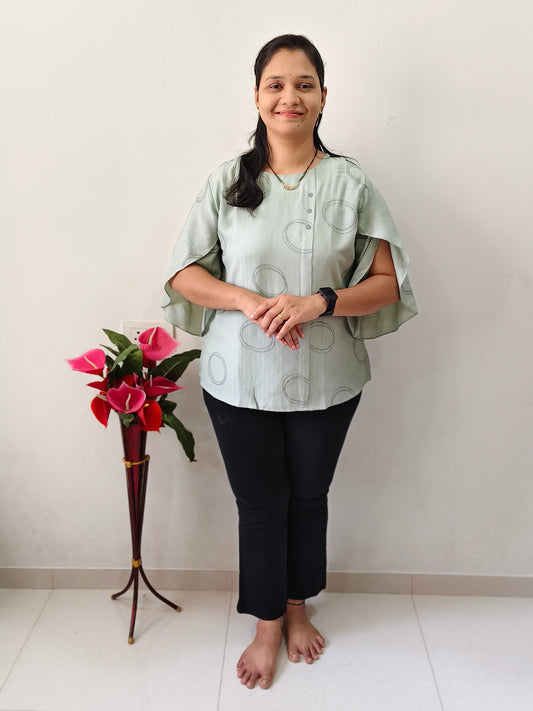 Malai Silk Fancy Short Tops For Women (Pista)