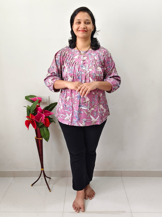 Elegant Collections Pleated Short Top for Women - Comfortable & Stylish