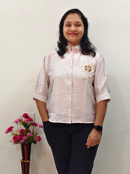 Premium Cotton Linen Short Top for Women ( Dusty Pink Colour)