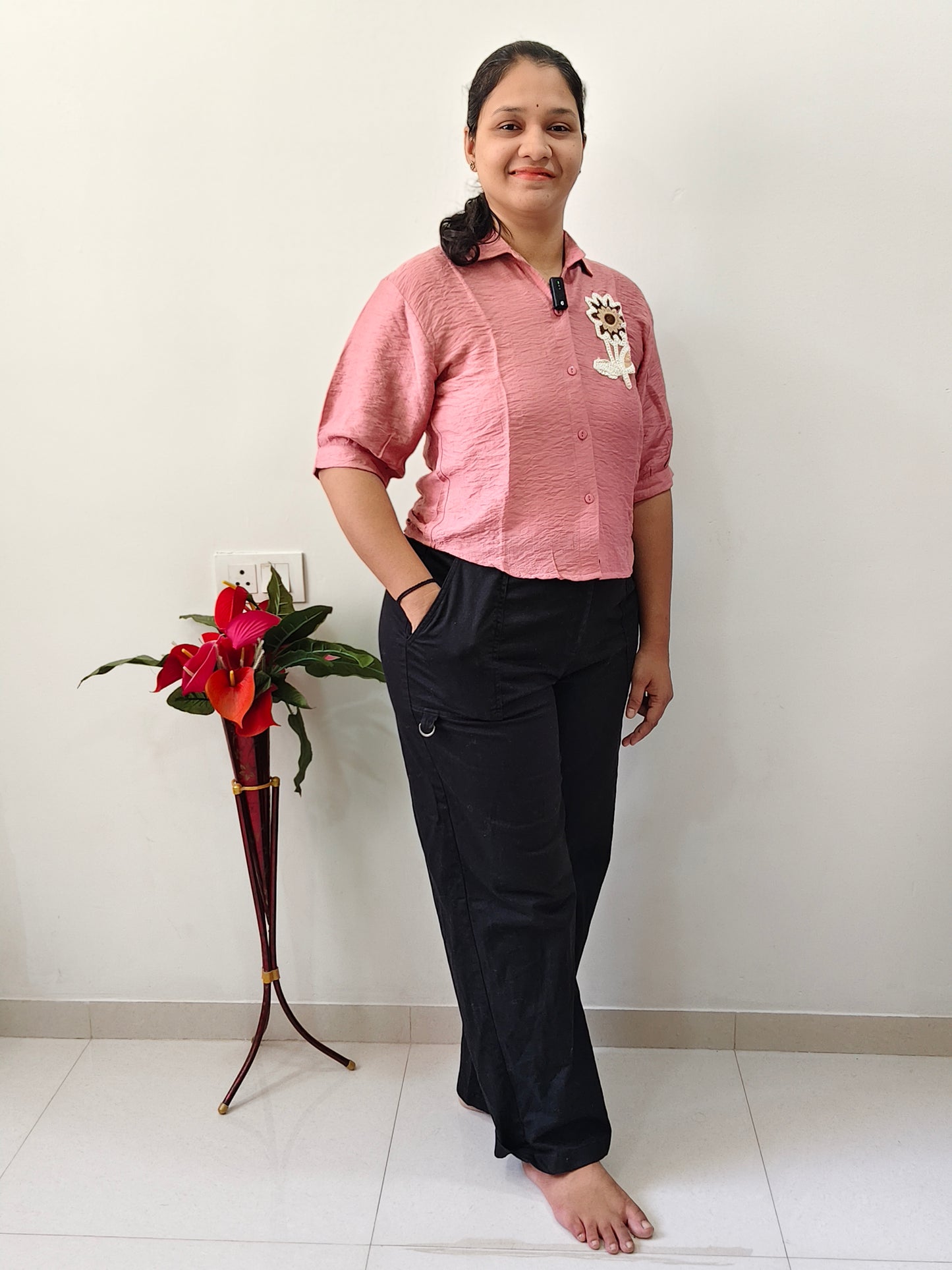 Premium Cotton Linen Short Top for Women (Onion Pink)