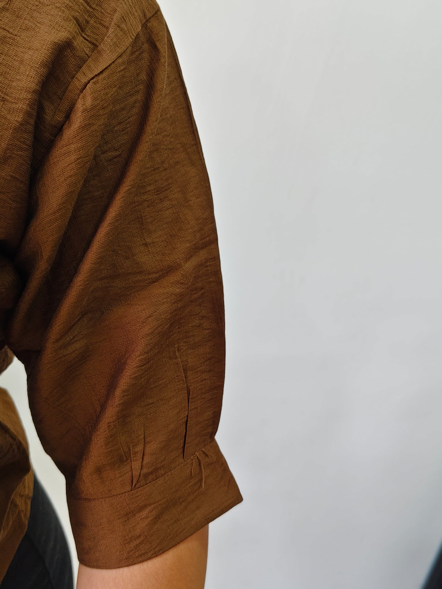 Premium Cotton Linen Short Top for Women (Coffee Brown)