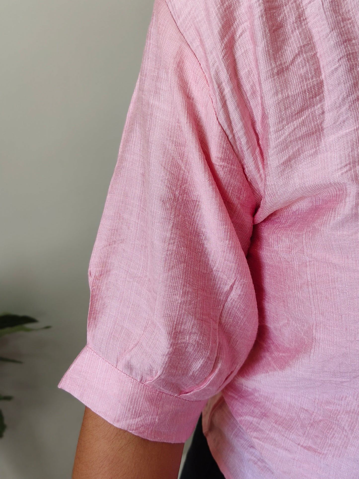 Premium Cotton Linen Short Top for Women (Baby Pink)