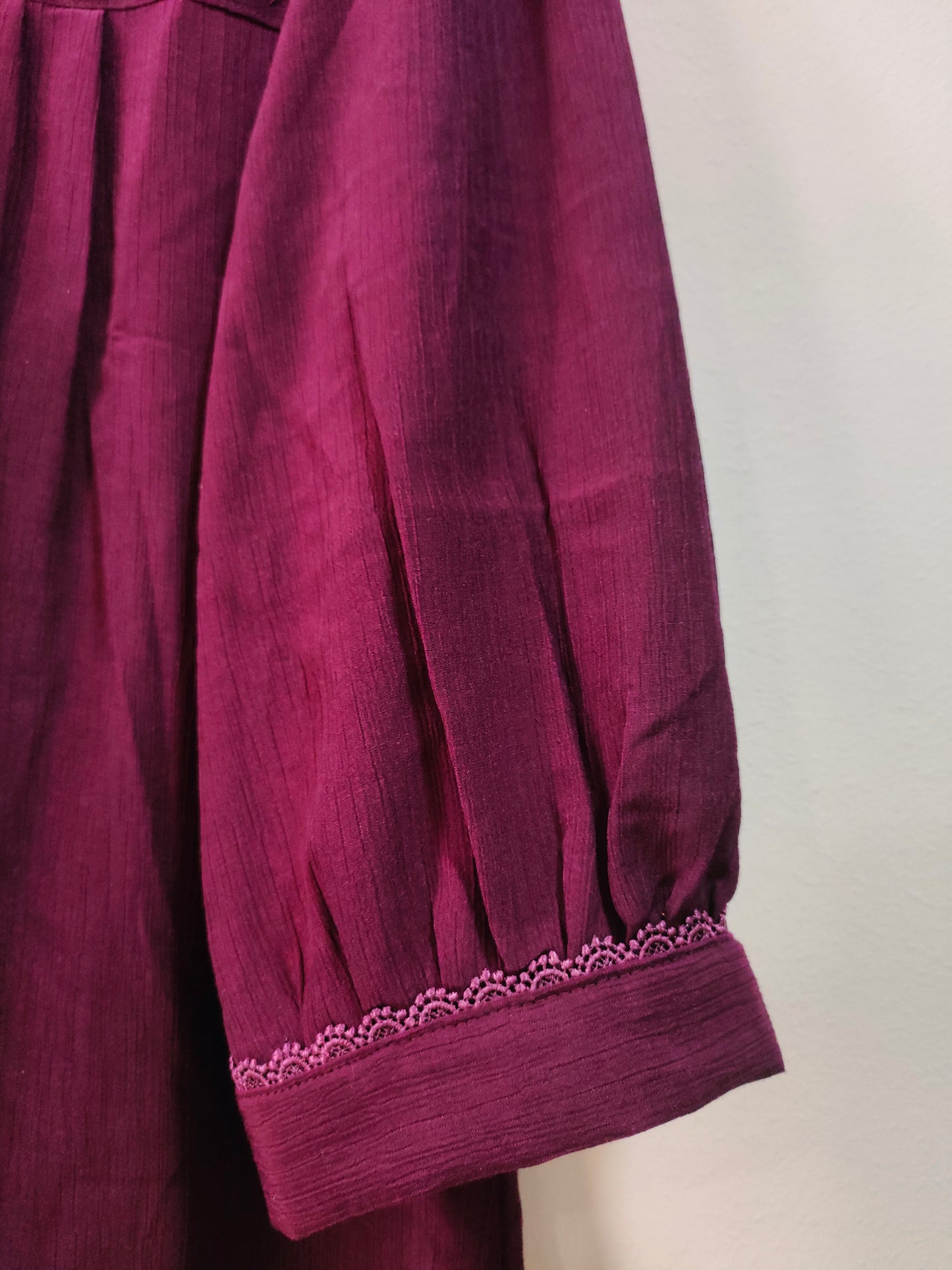 Elegant Collections Imported Short Kurtis in Rich Purple with Decorative Cuffed Sleeves
