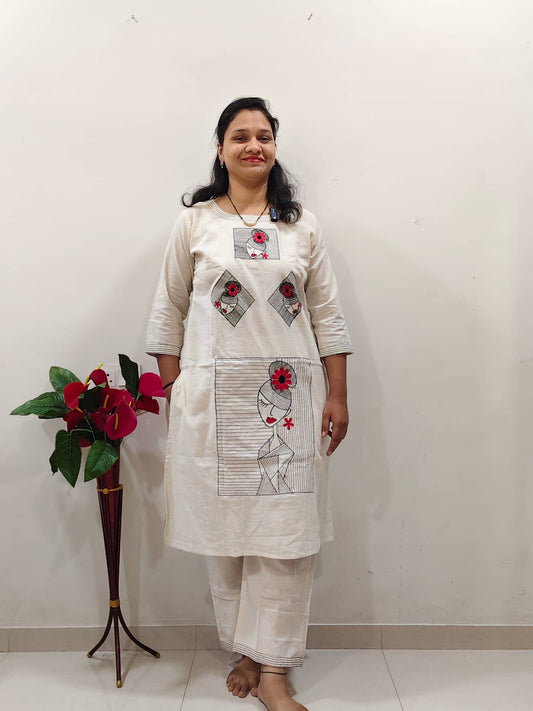 Elegant khadi co-ord set with embroidery work featuring a stylish design and flattering fit
