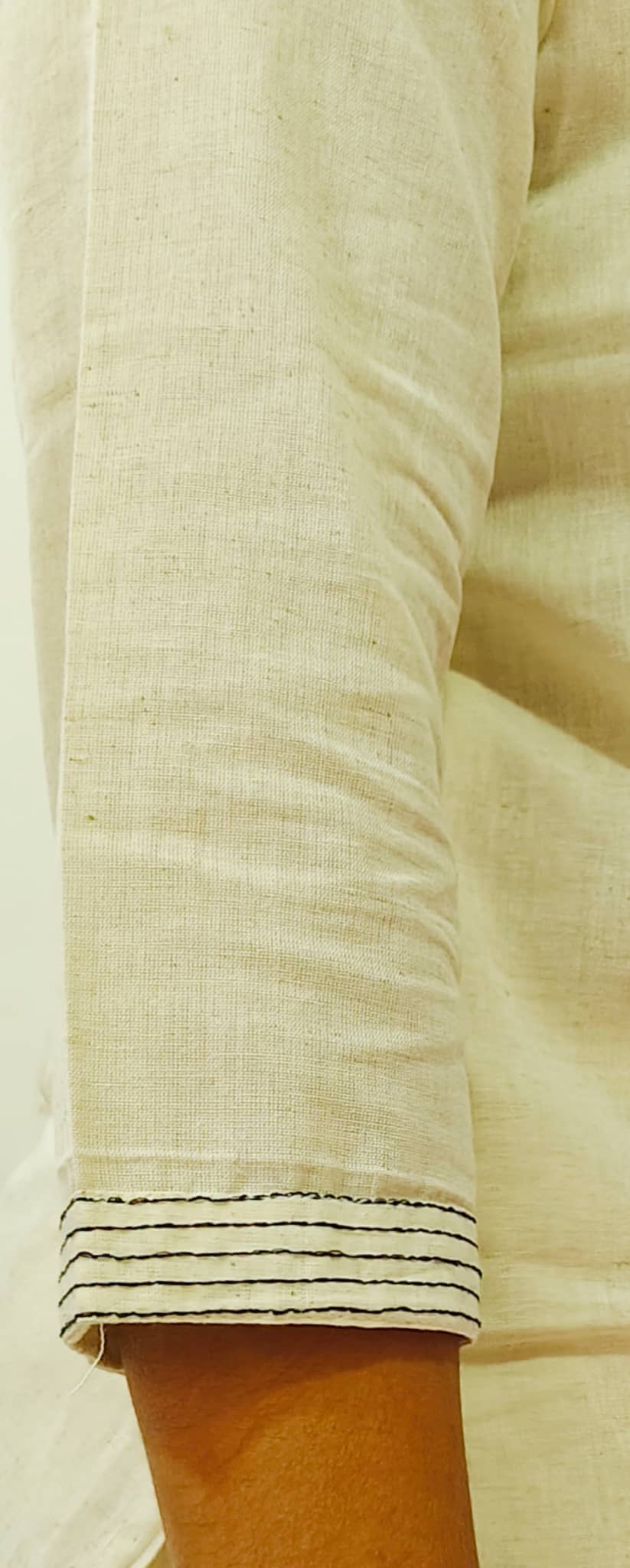 Elegant Collections khadi co-ord set with embroidery work showcasing a detailed sleeve design